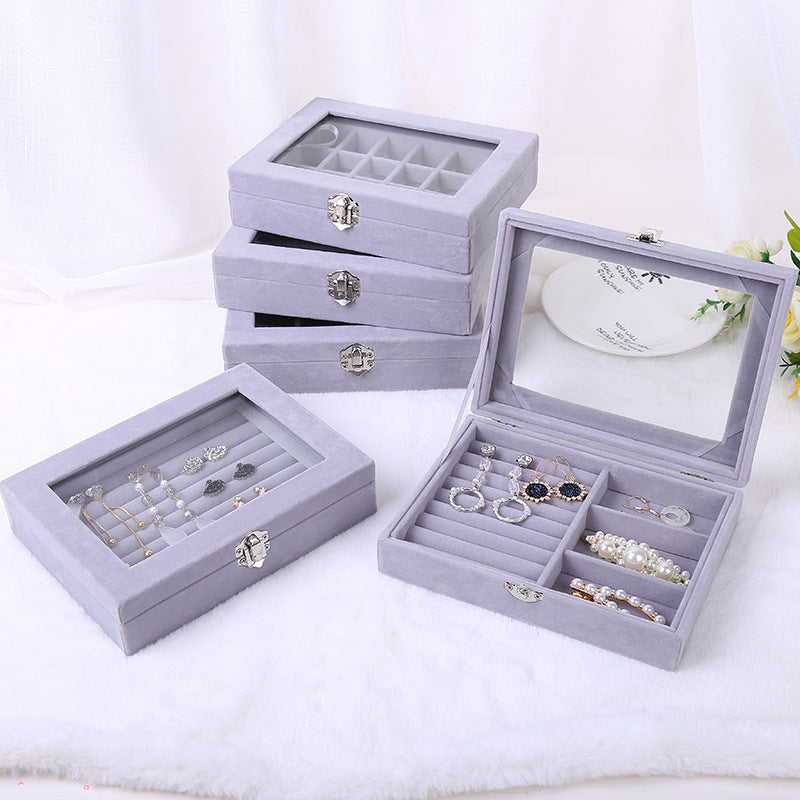 Boîte à bijoux en velours compartimentée – vue 2