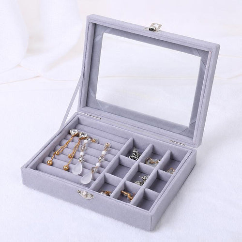 Boîte à bijoux en velours compartimentée – vue principale