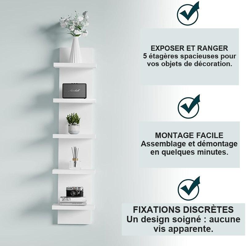 Étagère murale 5 niveaux – avec ou sans crochets – vue 4