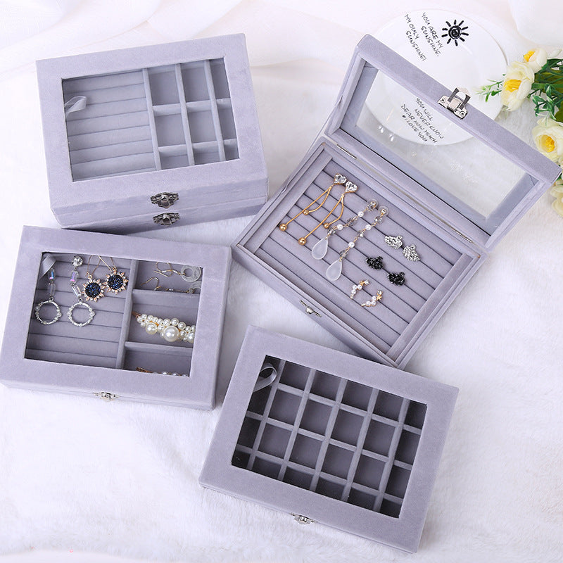Boîte à bijoux en velours compartimentée – vue 5
