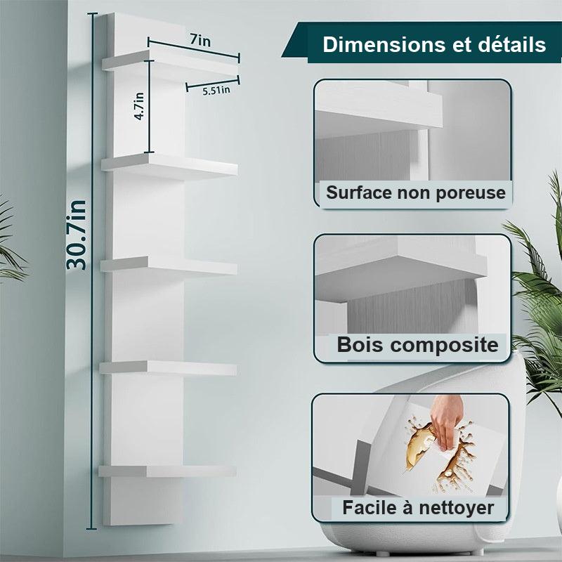 Étagère murale 5 niveaux – avec ou sans crochets – vue 6