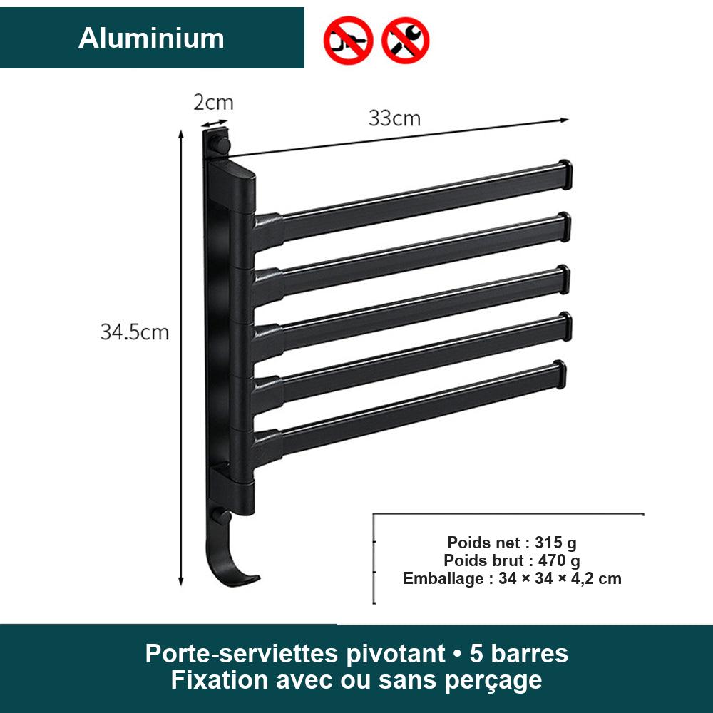 Porte-serviettes mural rotatif en aluminium – vue 8