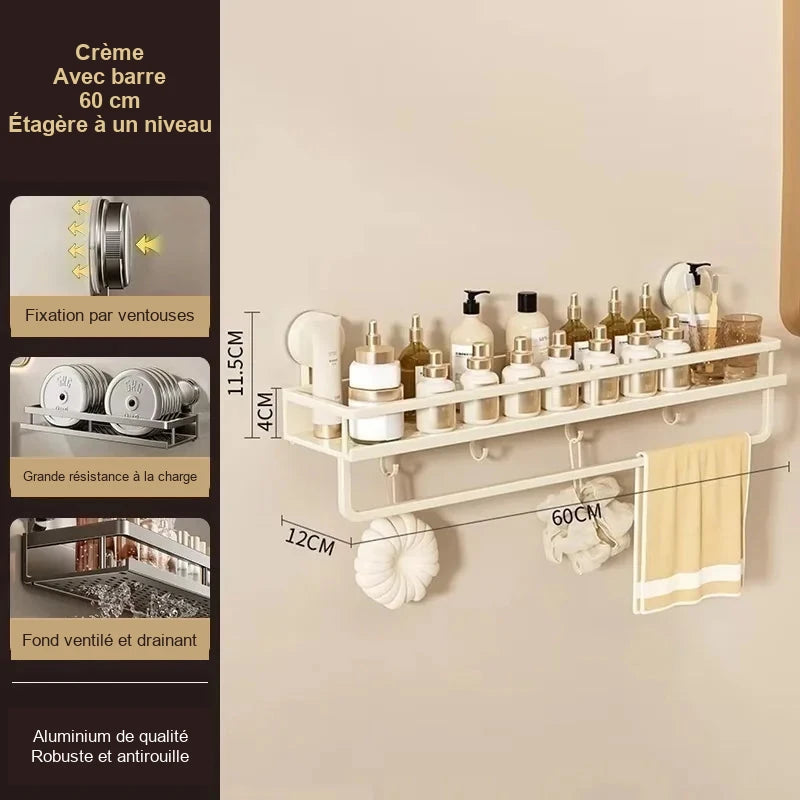 Rangement mural de salle de bain sans perçage – modèles au choix – visuel 19/22