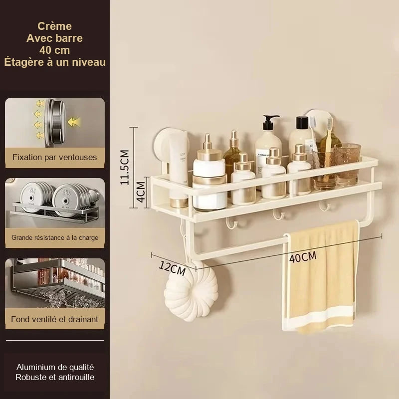 Rangement mural de salle de bain sans perçage – modèles au choix – visuel 7/22