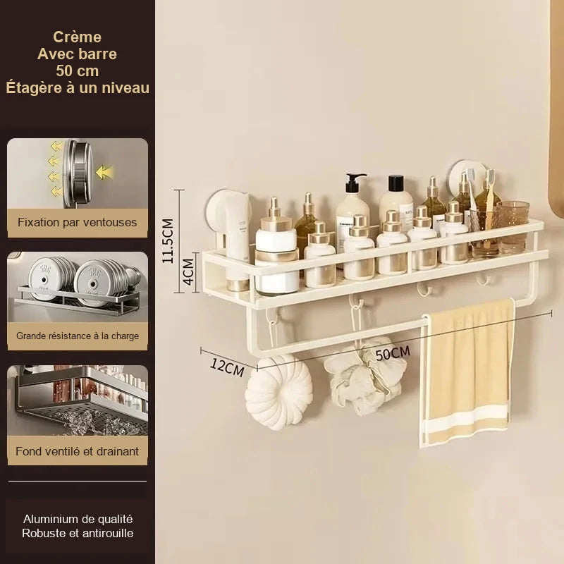 Rangement mural de salle de bain sans perçage – modèles au choix – visuel 14/22