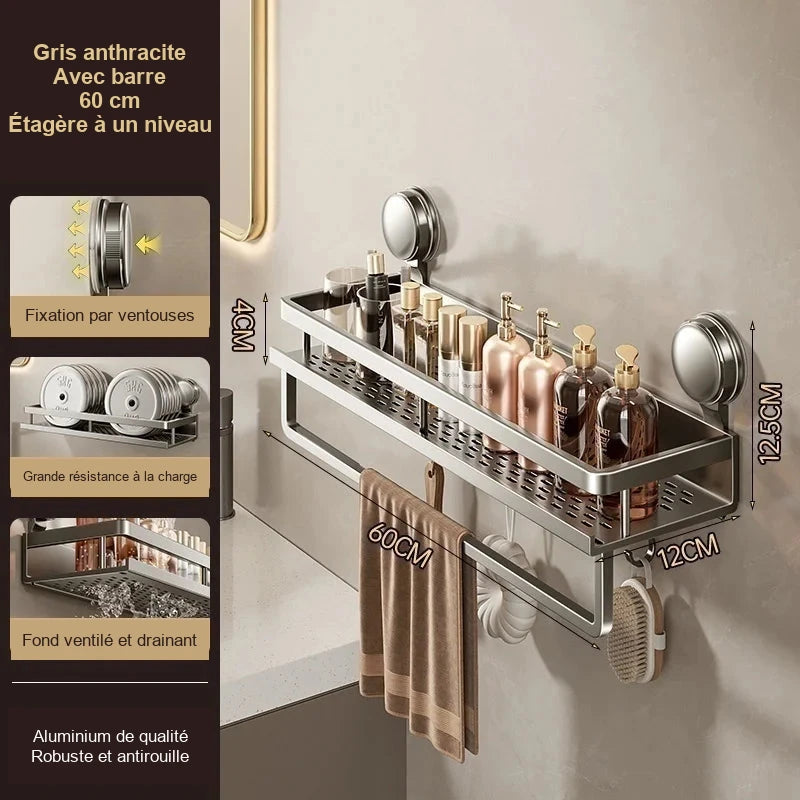 Rangement mural de salle de bain sans perçage – modèles au choix – visuel 13/22