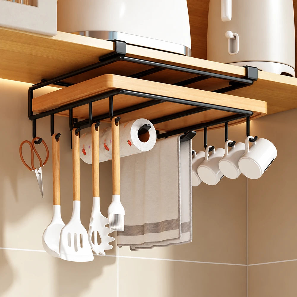 Rangement sous placard avec crochets de cuisine – Orgamania