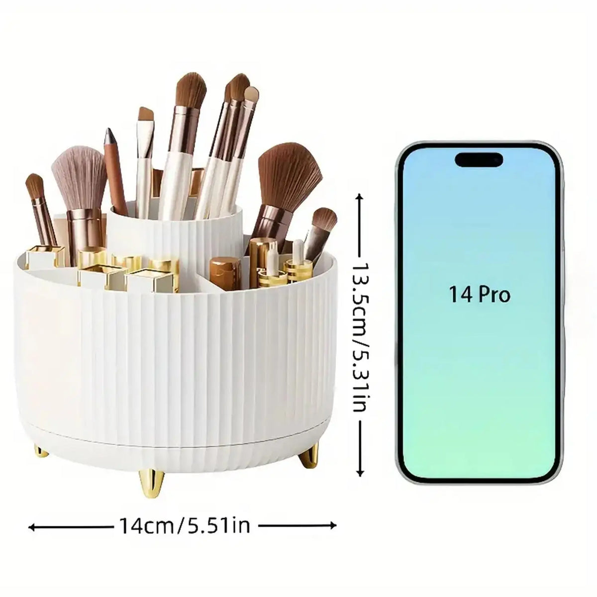Organiseur de maquillage rotatif 360° – 5 compartiments – visuel 2/10
