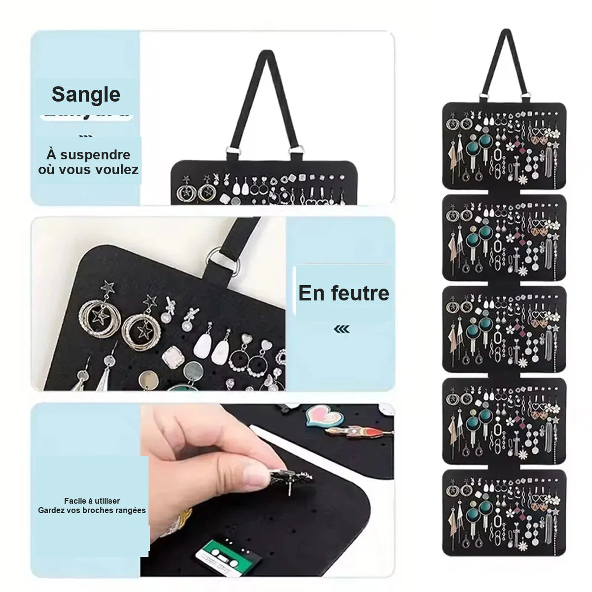 Rangement suspendu pour boucles d’oreilles – 5 niveaux – visuel 2/7