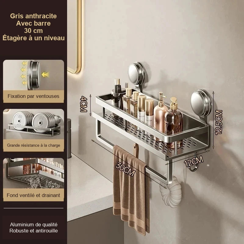 Rangement mural de salle de bain sans perçage – modèles au choix – visuel 22/22