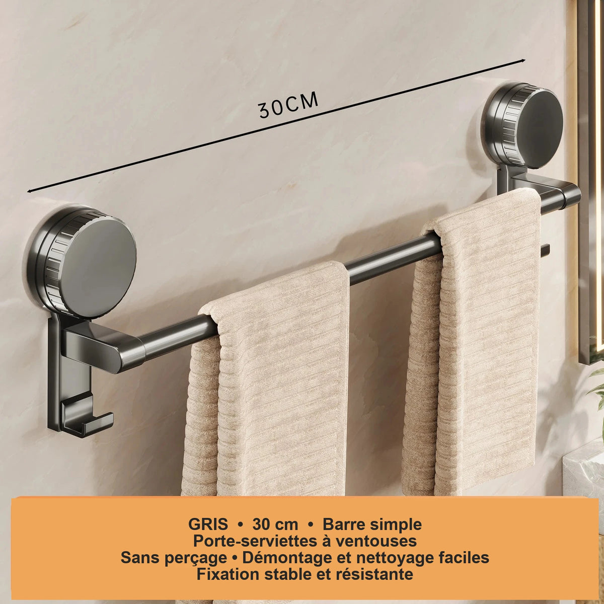 Porte-serviettes à ventouses sans perçage – plusieurs tailles – visuel 12/12