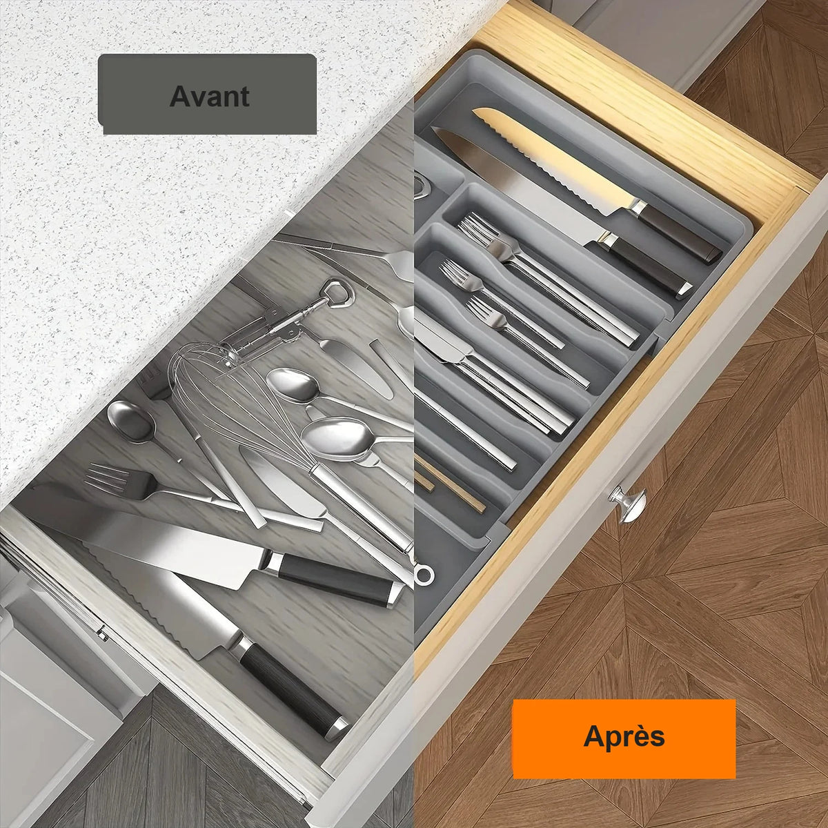Range-couverts ajustable pour tiroir de cuisine – visuel 3/9