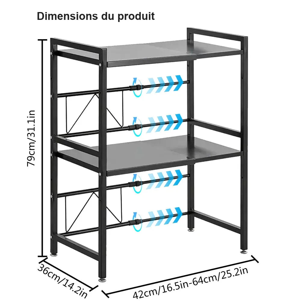 Étagère extensible pour micro-ondes avec crochets – visuel 2/8