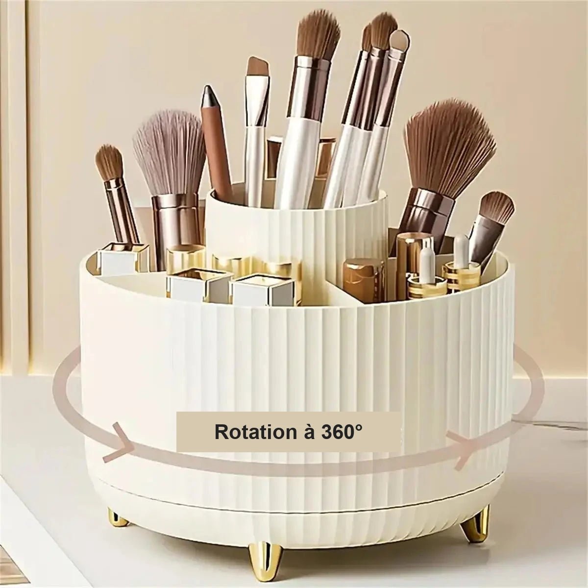 Organiseur de maquillage rotatif 360° – 5 compartiments – visuel 7/10