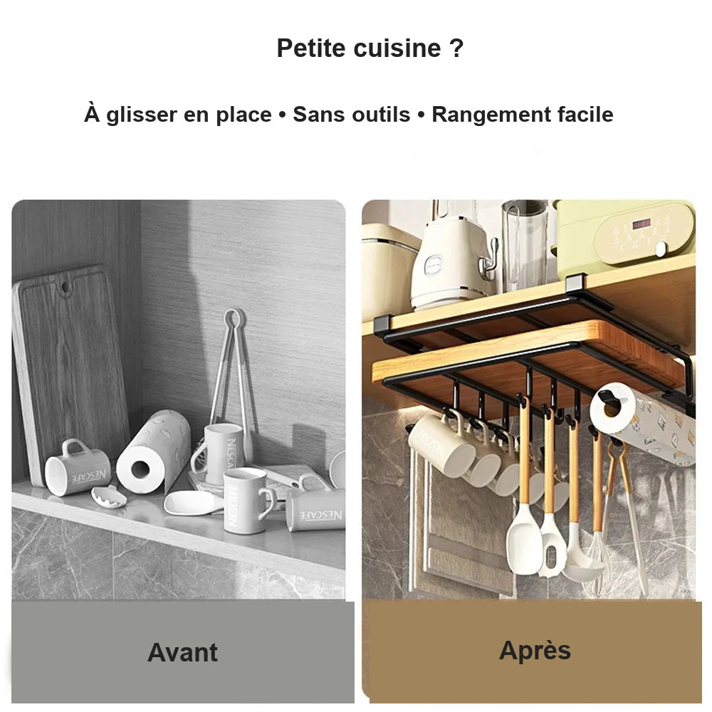 Rangement sous placard avec crochets pour cuisine – visuel 3/13