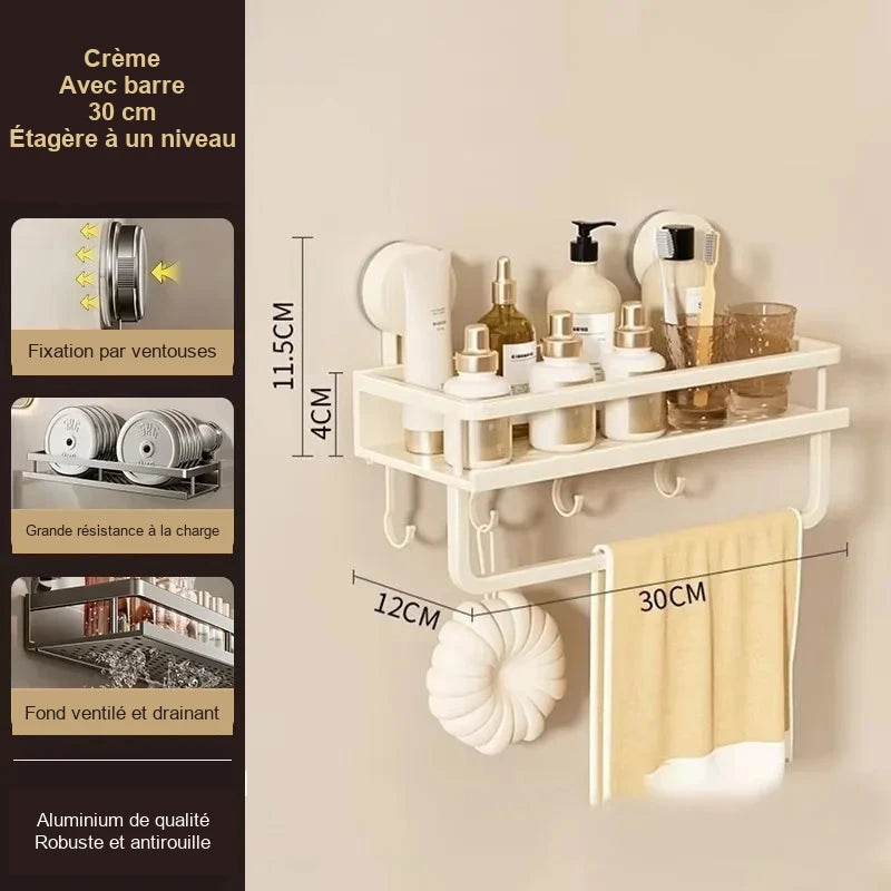 Rangement mural de salle de bain sans perçage – modèles au choix – visuel 9/22