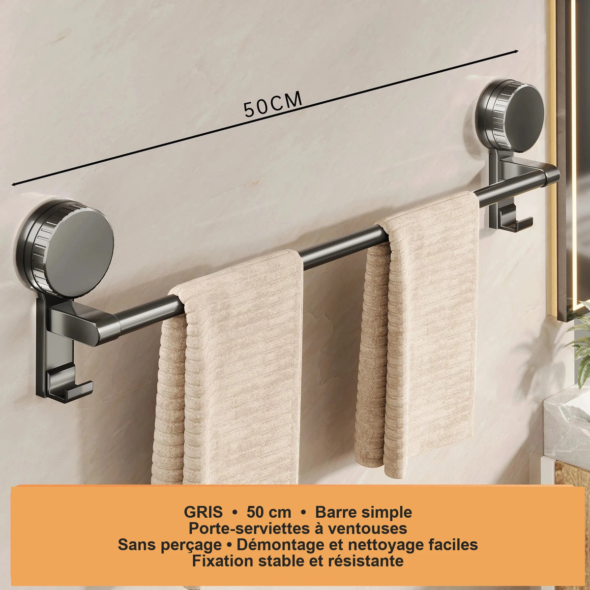 Porte-serviettes à ventouses sans perçage – plusieurs tailles – visuel 11/12