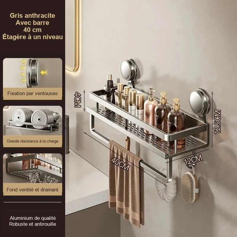 Rangement mural de salle de bain sans perçage – modèles au choix – visuel 18/22