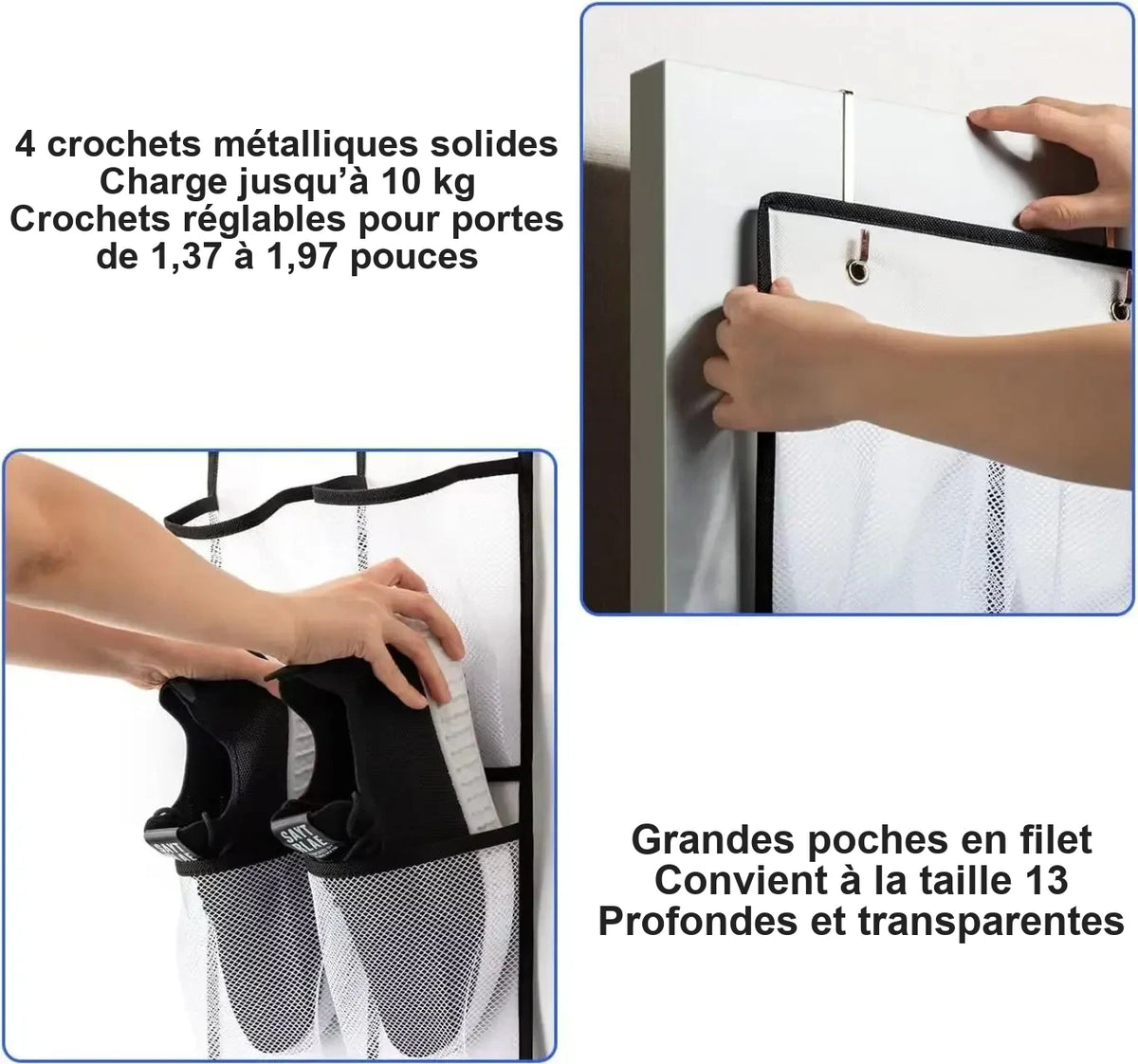 Range-chaussures suspendu derrière une porte – multipoche – visuel 3/11