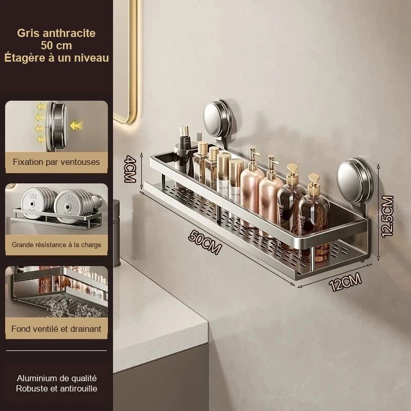 Rangement mural de salle de bain sans perçage – modèles au choix – visuel 10/22