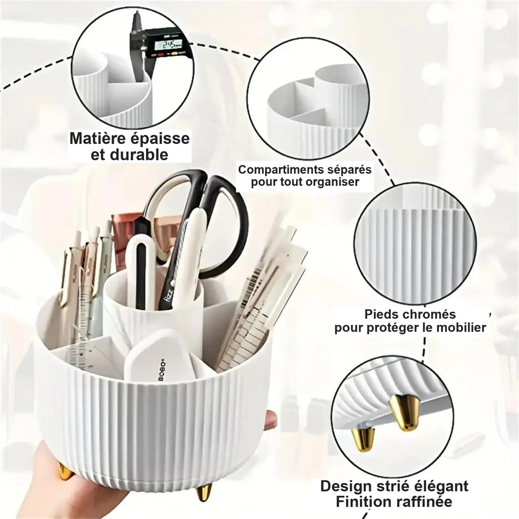 Organiseur de maquillage rotatif 360° – 5 compartiments – visuel 4/10
