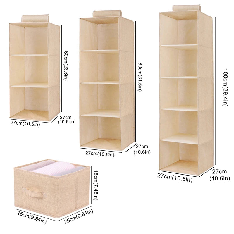 Organiseur suspendu pour dressing – tiroirs textiles – visuel 4/14