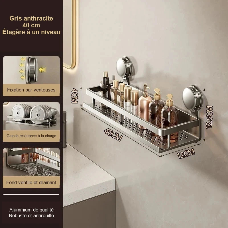 Rangement mural de salle de bain sans perçage – modèles au choix – visuel 21/22