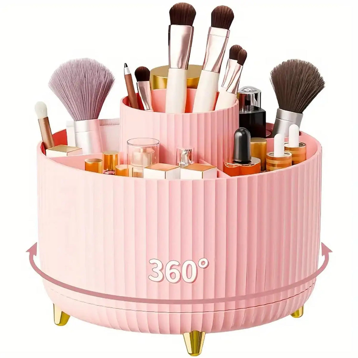 Organiseur de maquillage rotatif 360° – 5 compartiments – visuel 10/10