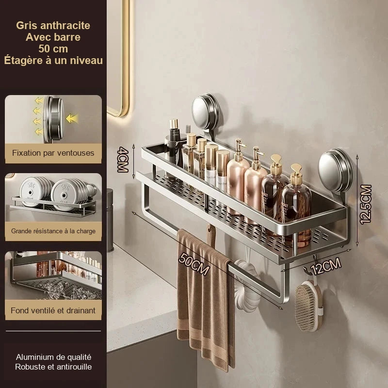 Rangement mural de salle de bain sans perçage – modèles au choix – visuel 8/22